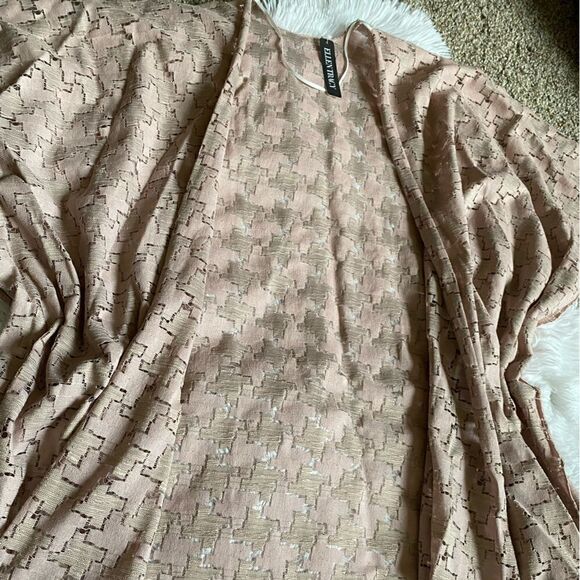 Ellen Tracy Lace Fringe Pink Kimono NEW One Size - Picture 8 of 8